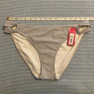 XHILARATION Women's Seersucker Loop Side Hipster Bikini Bottom Indigo NWT XL